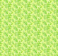 Green doodle foliage seamless pattern