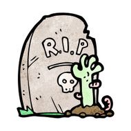 Cartoon Zombie Rising From Grave N36