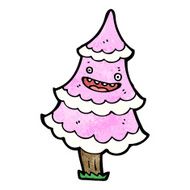 cartoon pink christmas tree N9