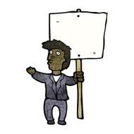 cartoon man with placard N4