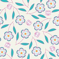 Seamless hand drawn pattern with flowers and butterflies N2