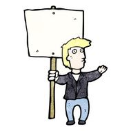 cartoon protester with sign N11