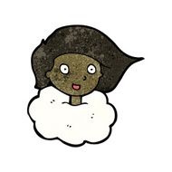woman with head in clouds cartoon N2