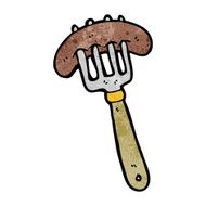 sausage on fork cartoon N3