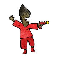 cartoon future man with raygun
