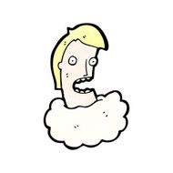 cartoon man with head in clouds N9
