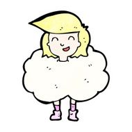 cartoon girl with head in clouds N7