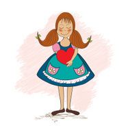 Girl in love holding a heart N2