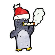 cute christmas penguin smoking cigarette N3