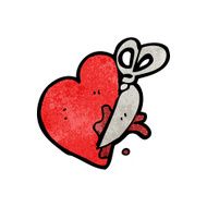 cartoon scissors cutting heart symbol N3