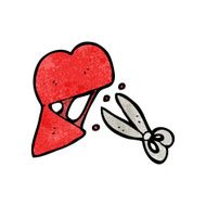 cartoon scissors cutting heart symbol N4