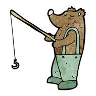 cartoon bear with fishing rod N3