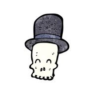 cartoon skull in top hat N14