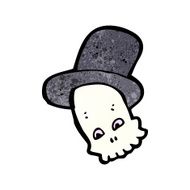 cartoon skull in top hat N15