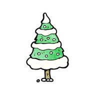 cartoon snowy christmas tree N6