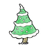 cartoon snowy christmas tree N7