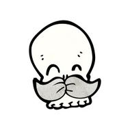 cartoon skull with mustache N16