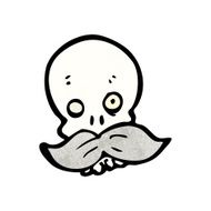 cartoon skull with mustache N17