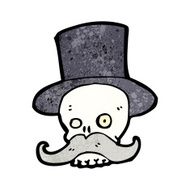 cartoon skull with mustache N18