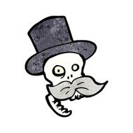cartoon skull with mustache N20
