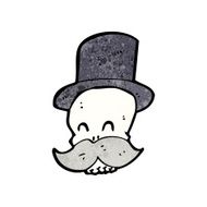 cartoon skull with mustache N21