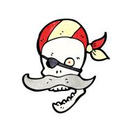 cartoon pirate skull with mustache N2