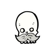 cartoon skull with mustache N22