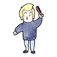 cartoon man combing hair N12