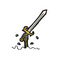 cartoon sword rising from water N2