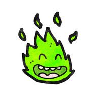 cartoon green flame spirit N8