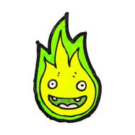 cartoon green flame spirit N9