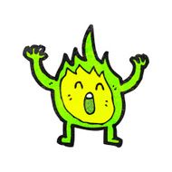 cartoon green flame spirit N12