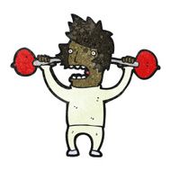 Cartoon Man Lifting Weights N22