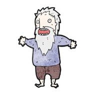 cartoon frightened old man N45