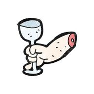 cartoon hand raising glass of wine N3