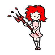 cartoon woman with pitchfork N4
