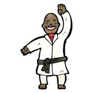 cartoon man judo chopping N2