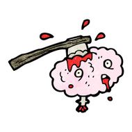 gross cartoon brain with axe in N2