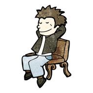 cartoon man relaxing on bench N2