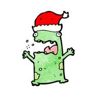 cartoon frog in christmas hat N2