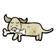 cartoon little dog with bone N2