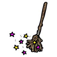 cartoon witch&#039;s broom N4