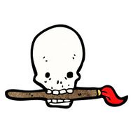 cartoon skull holding paintbrush in mouth N5