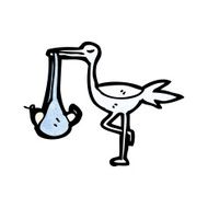 Cartoon Stork With Baby N12