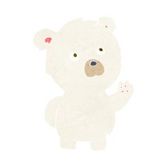 cartoon waving polar bear N46
