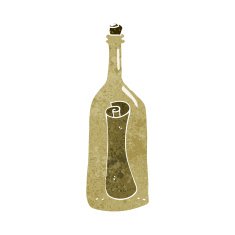 cartoon letter in a bottle N29