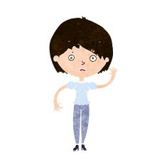 cartoon waving woman N135