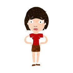 cartoon worried woman N78