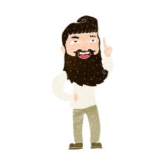 cartoon happy bearded man with idea N10