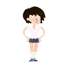 cartoon surprised woman with hands on hips N10